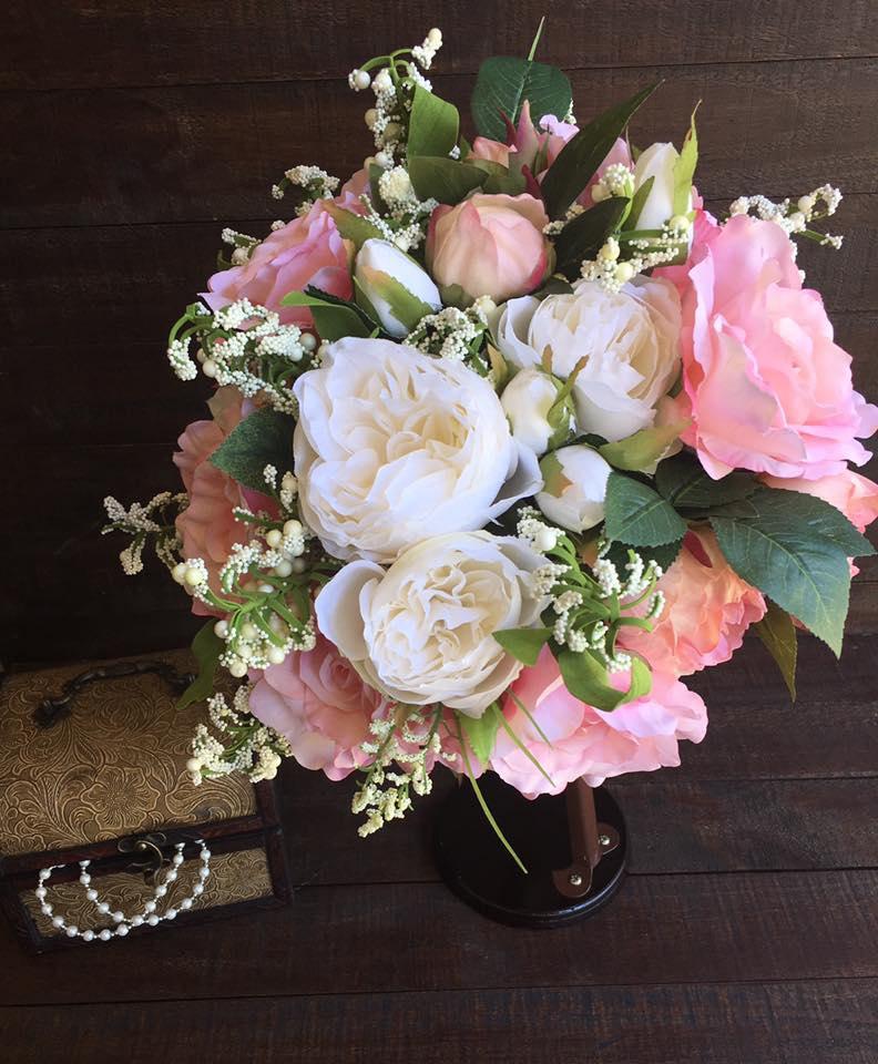 Wedding - Pink and White SILK BOUQUET - Stunning Spring Wedding Bouquet, Bridal bouquet,  Wedding Flowers, Keepsake Bouquet