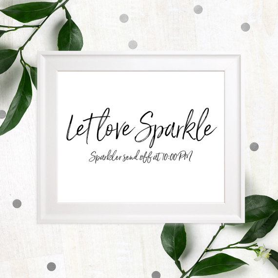 Hochzeit - Let love Sparkle DIY Sign-Printable Hand Lettered Sparkle Send Off Sign-Rustic Script Personalized Sparkle Wedding Sign-Sparkles Sign-