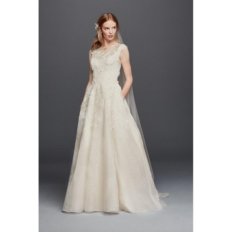 Hochzeit - Style CWG730 by Oleg Cassini at David’s Bridal - Chapel Length Lace Sleeveless Floor length Ballgown Scoop Dress - 2017 Unique Wedding Shop