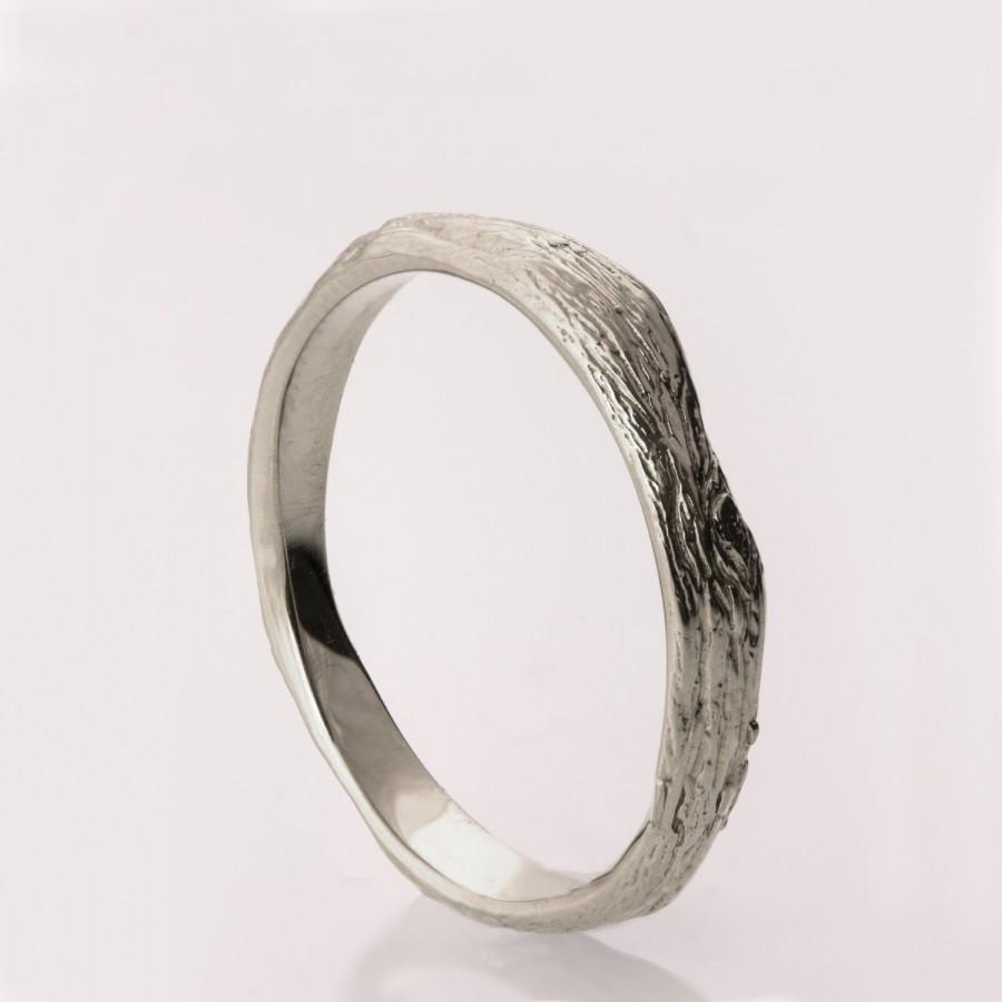 زفاف - Twig Ring no.2 - 14K White Gold Ring, white gold wedding ring, wedding band, antique, art nouveau, vintage, bark ring, wood ring, rough