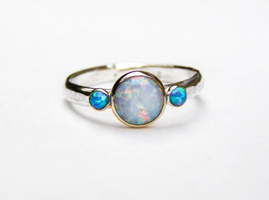 Mariage - Engagement Ring, Opal ring, wedding ring, Anniversarry ring, Moonstone ring , Blue Opals ring, women's gift, gift idea -MADE TO ORDER