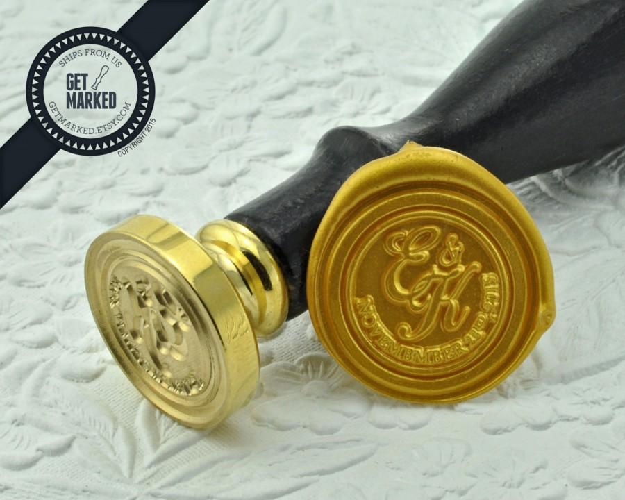 Свадьба - Royal Script - Customized Wedding Wax Seal Stamp Template by Get Marked (WS0229)
