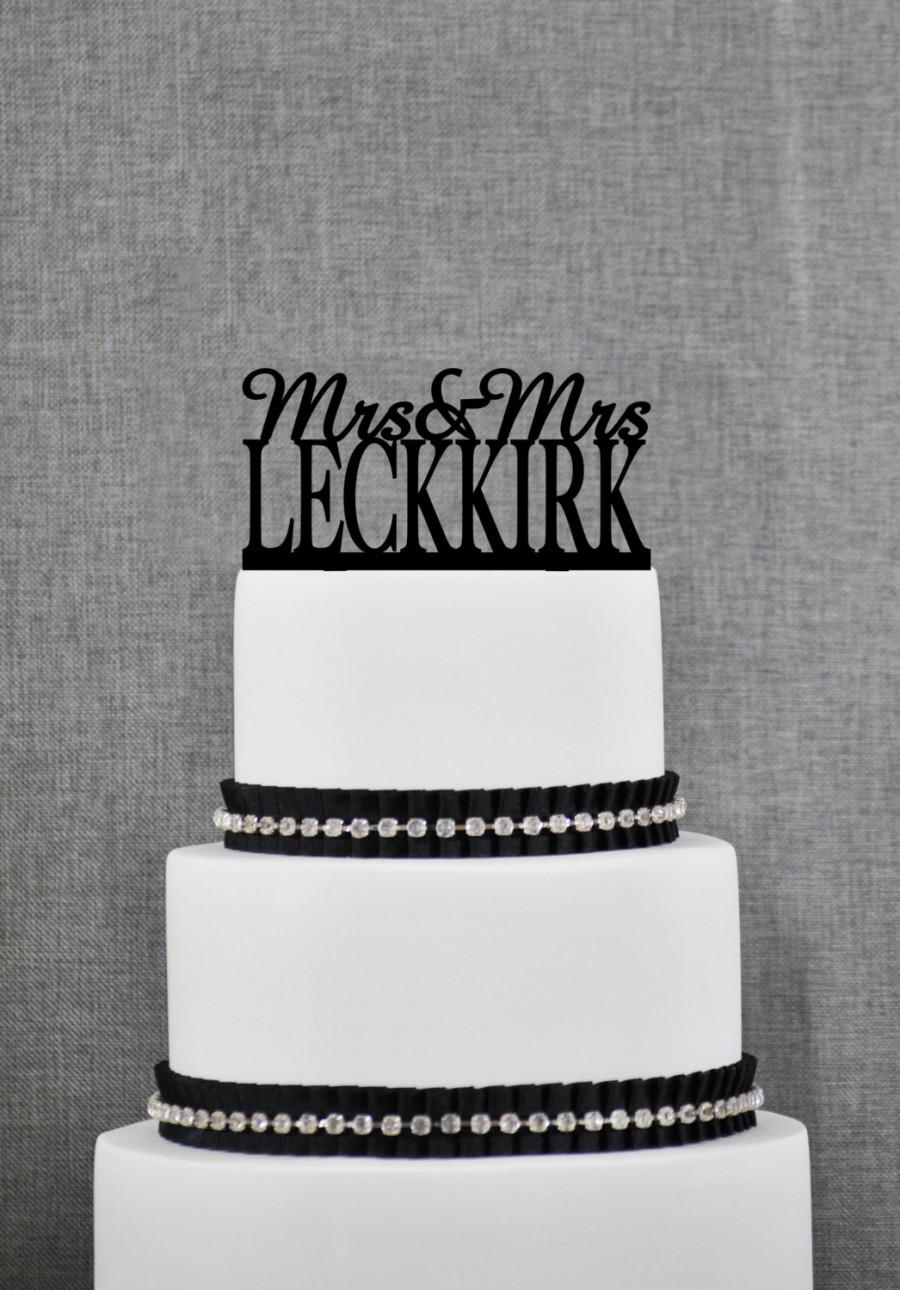Hochzeit - Same Sex Mrs and Mrs Wedding Cake Topper in your Choice of Colors, Elegant Wedding Topper, Personalized Cake Topper, Modern Topper- (T109)