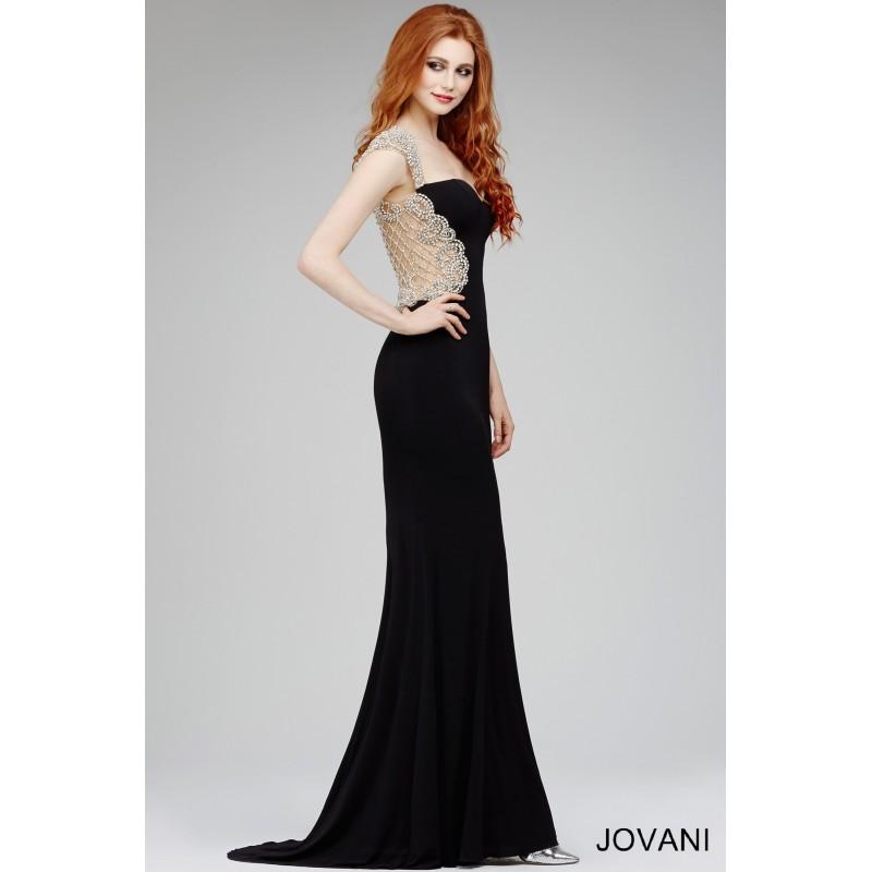Mariage - Jovani Cap Sleeve Black Dress 27513 - Fantastic Wedding Dresses