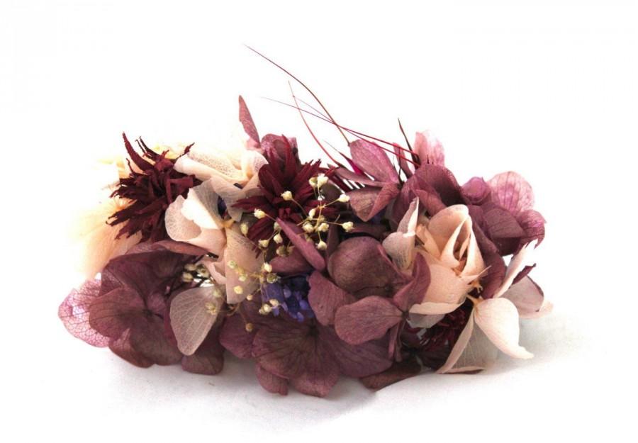 Hochzeit - purple,rose quartz, cream,beige,burgundy,marsala,mauve,flower,clip,hair comb, boho,chic,pink,flower barrette,hydrangea,flower barrette,boho