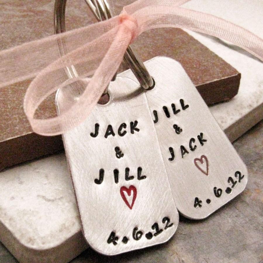 Wedding - Wedding Gift Keychains, Couples Keychains, Set of 2 keychains, choose your ink color, anniversary keychains, engagement gift, lgbt couple