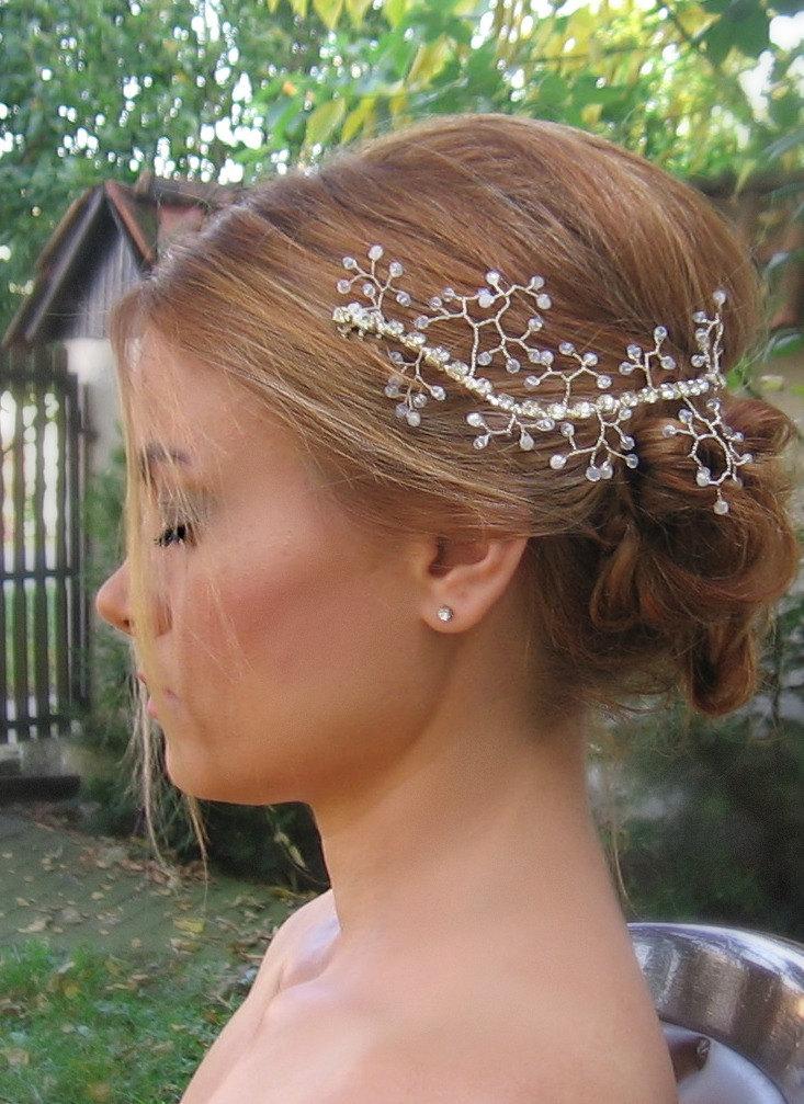 Wedding - Silver Rhinestone Hair vine, Bridal Hairvine,Bridal Crystal Headpiece,Rhinestone Hair piece,Wedding Head piece,Crystal Hair Vine,Hairpiece