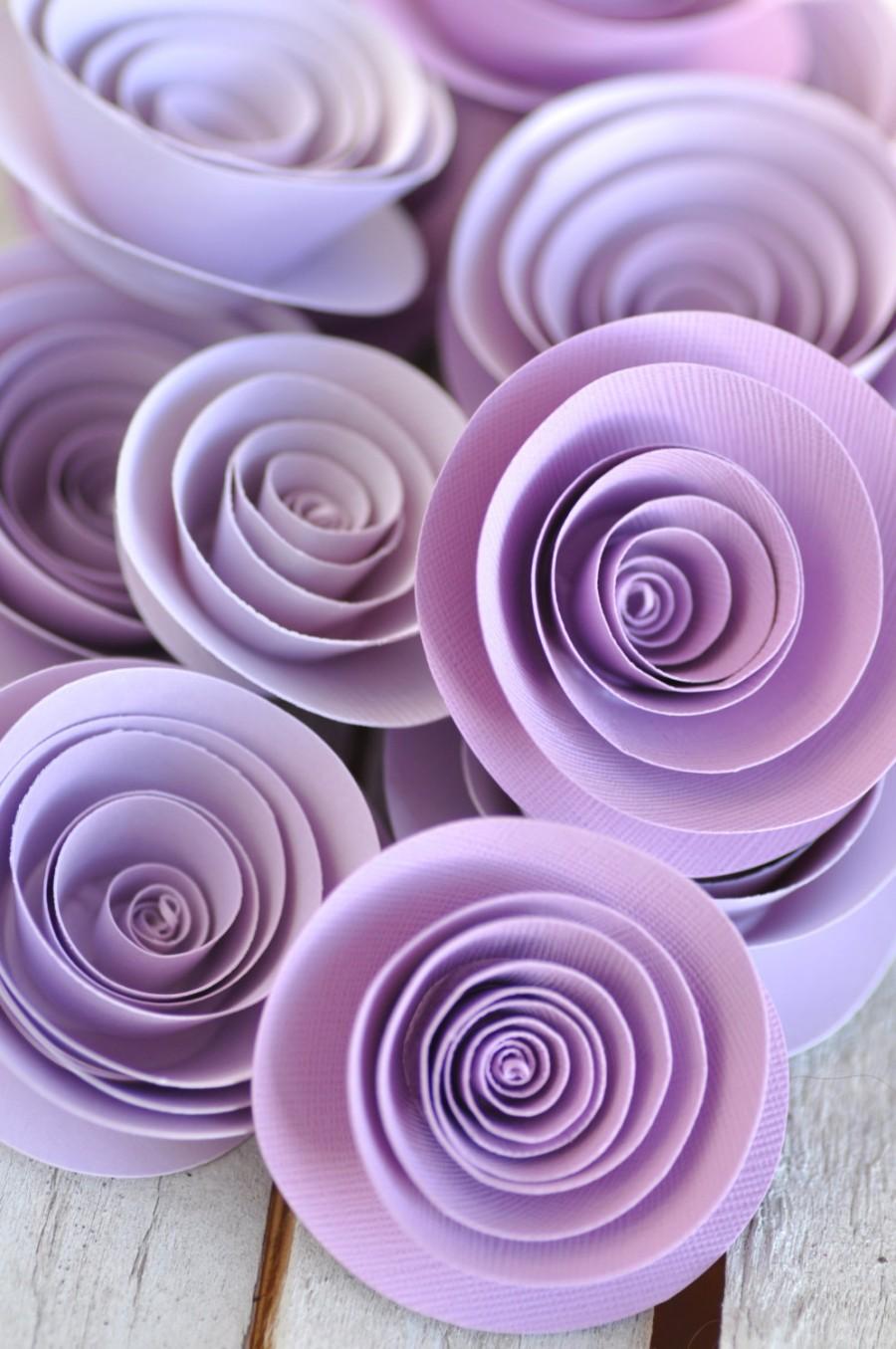 Hochzeit - Paper Flowers Lavender Paper Flowers Wedding Table Decorations 25 flowers