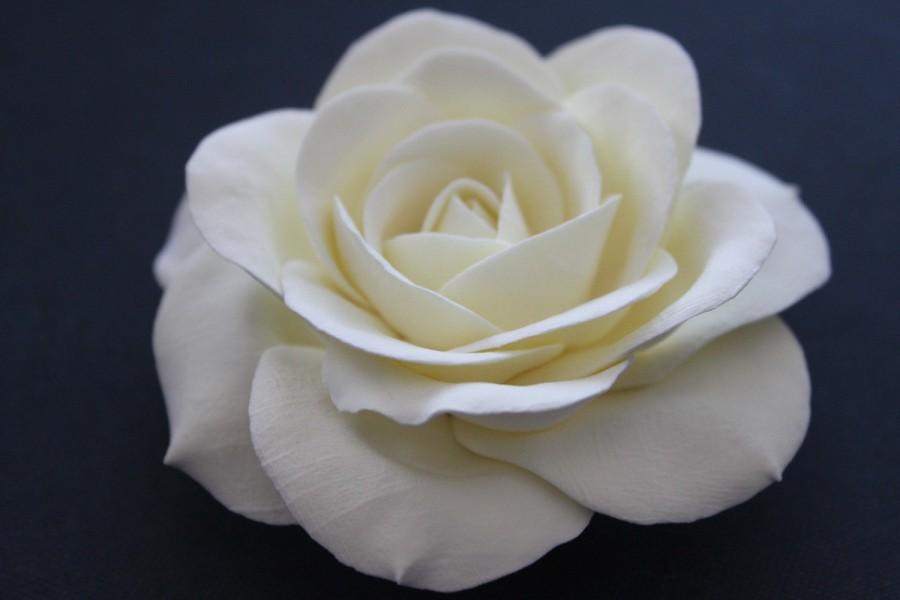 Hochzeit - Ivory Bridal Rose Fascinator Wedding Bridal Hair Accessory Flower