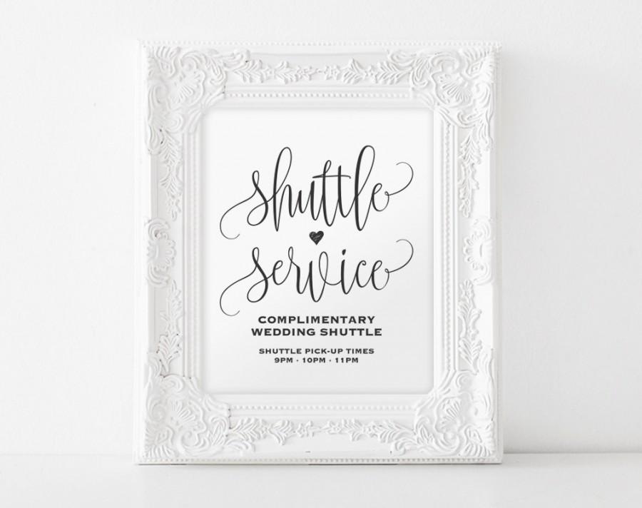 Wedding - Shuttle Service Sign, Shuttle Service Printable, Wedding Sign, Wedding Printable, Wedding Shuttle Sign, PDF Instant Download 