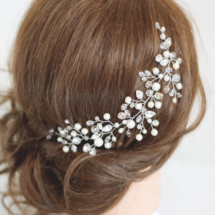 زفاف - Bridal Headpiece, Wedding Hair Vine, Bridal Hair Vine, Bridal Hair Accessories, Crystal Pearl Headpiece, Wedding Pearl Halo, Ornament