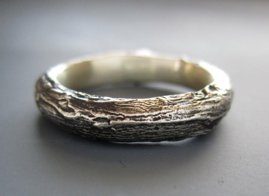 زفاف - Men's Willow twig ring, sterling silver, made to order, your size