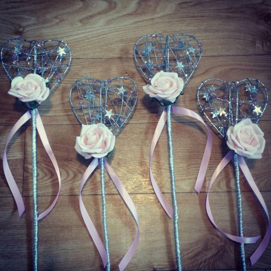 Mariage - Flower Girl wand Sparkle Heart, any colour