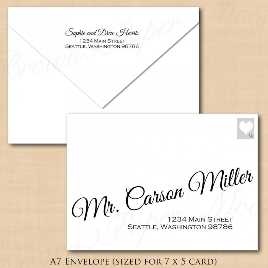 زفاف - Change All Colors! Calligraphy Address Wedding Envelope Template (A7): Text-Editable in Microsoft® Word, Printable, Instant Download