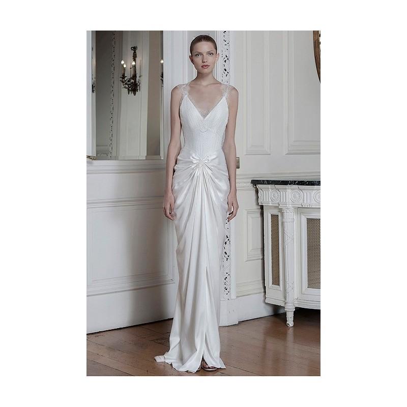 Свадьба - Sophia Kokosalaki - Spring/Summer 2014 - Ida Sleeveless Silk Sheath Wedding Dress with a Lace-Trimemd V-Neckline - Stunning Cheap Wedding Dresses