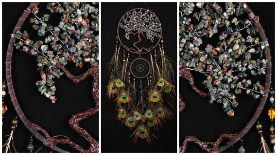 Mariage - Green Dream Catcher Tree of life jasper peacock Dreamcatcher Dream сatcher dreamcatchers wall decor handmade unique gift Valentines Day jade