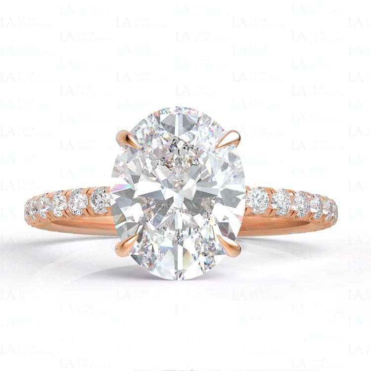 Wedding - Rose Gold Engagement Ring, Diamond Ring, Moissanite Ring, Oval Moissanite, Rose Gold Oval Ring, Oval Diamond Ring, Solitaire Engagement Ring