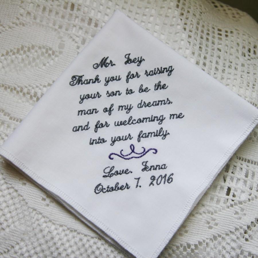 زفاف - Father of The Groom Gift From Bride - Embroidered Personalized Wedding Handkerchief