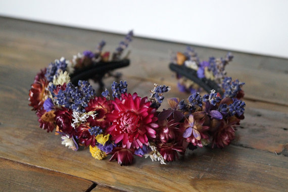 Hochzeit - Dried Flower Crown, wedding wreath, Dried Floral Headband, Bridal Crown, Rustic Headband, Floral Head Wreath, Hair Accessories, dried flower