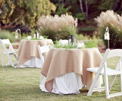 Wedding - Burlap Table Cover, Burlap Table Overlay, Natural Burlap Tablecloth, Rustic Burlap Table Cover, Outdoor Wedding Decor, Rustic Event Decor