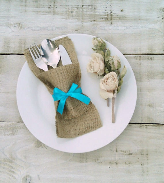 Свадьба - Burlap Silverware Holders - Burlap Cutlery Holders - Burlap Cutlery Pockets - Burlap Wedding Decor - Burlap Cutlery sleeves - Choose Qty