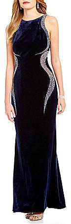 Hochzeit - Cachet Caviar Beaded Velvet Gown