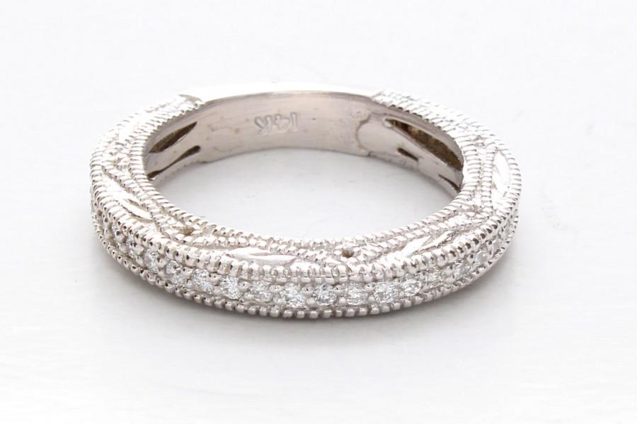 زفاف - Diamond Filigree Wedding Ring,Filigree Wedding Band, Vintage Wedding Ring, Unique Diamond Wedding Band, Art Deco Diamond Ring