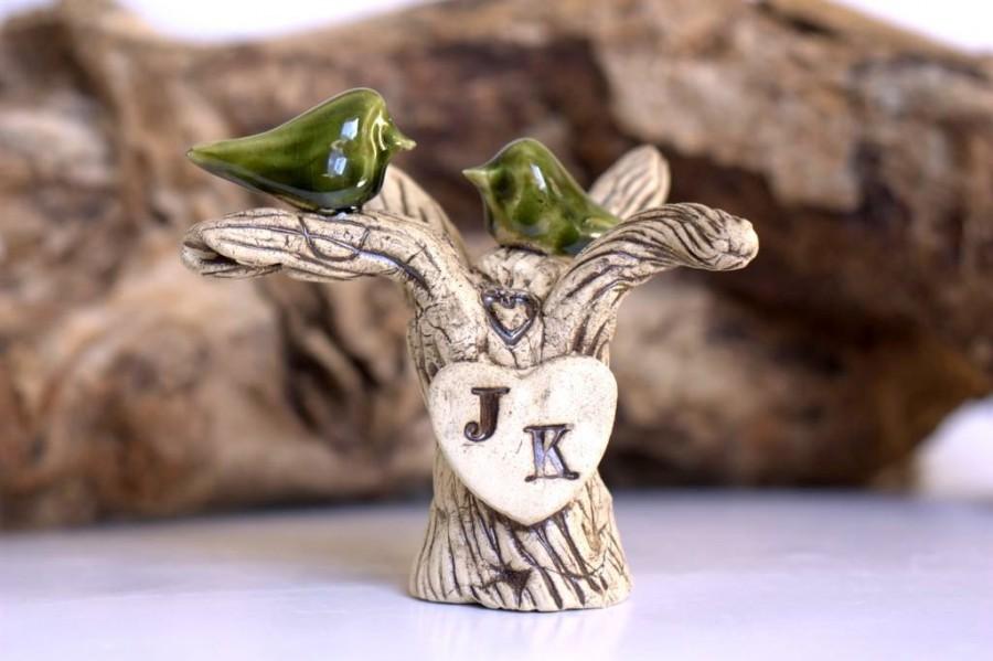 Mariage - Wedding Cake Topper - Personalized tree with your initials Woodland theme Birds wedding topper