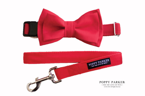 زفاف - Layered Dog Bow Tie - Red
