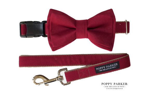 Hochzeit - Layered Dog Bow Tie - Burgundy Crimson