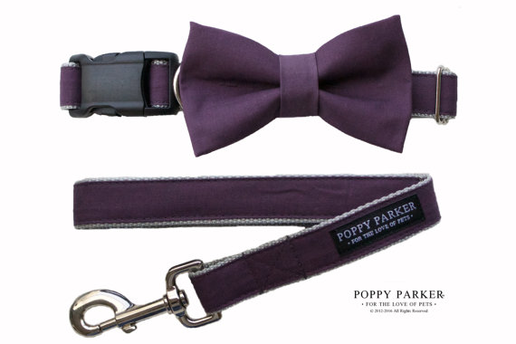 Wedding - Plum Dog Bow Tie For Dog of Honor