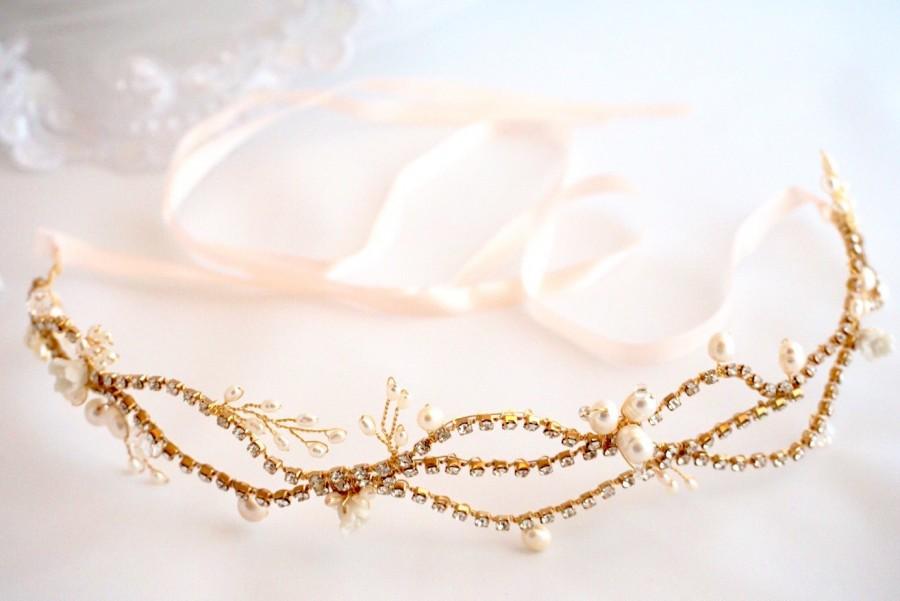 Hochzeit - Bridal hair vine, wedding hair vine, Crystal vine, bridal hair vine crystal gold, gold wedding accessories 1