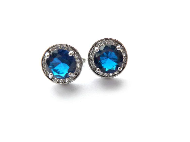 Wedding - Wedding Earrings, Wedding Blue Earrings, Something Blue, Round Blue Earrings, Cobalt Blue Earrings, Royal Blue Earrings, Sapphire Blue,