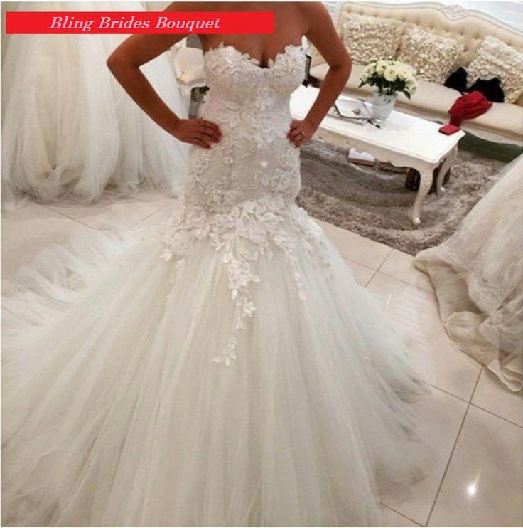 Свадьба - Bling Brides Lace Mermaid Wedding Dress With Corset Back ,Sweetheart Bridal Dress