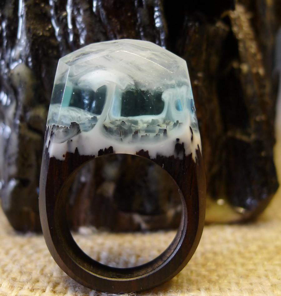 زفاف - Gift for Her, Resin Wood Ring, Unique Handmade CUZIR Ring (CR1130822)