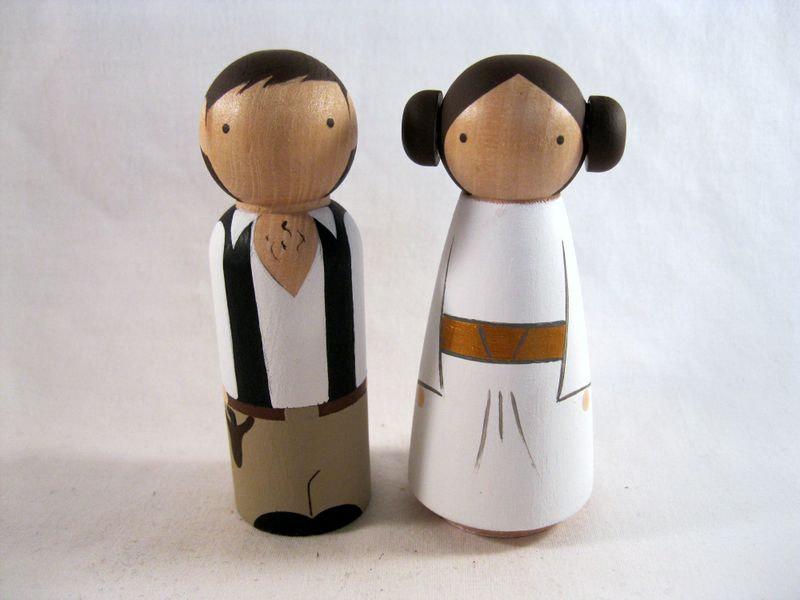 Wedding - The Original Princess Leia Han Solo Peg Doll Cake Toppers Ready to Ship