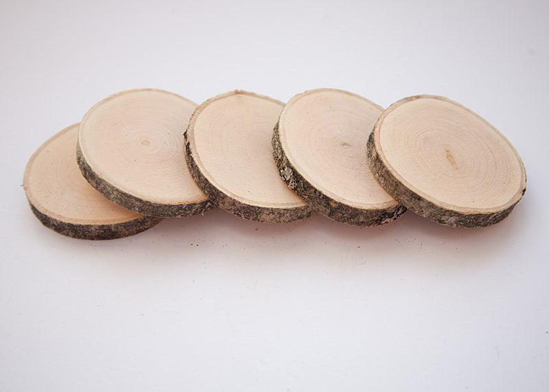 Hochzeit - 6 wood  coasters 3" , wooden slices, rustic wedding decoration, wood discs for home decors