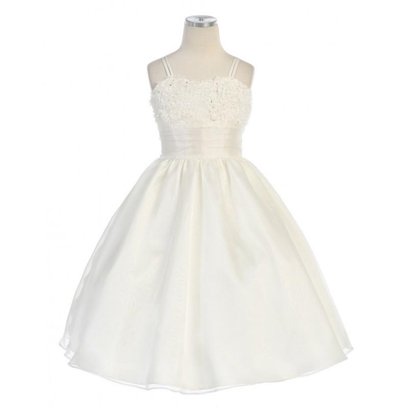 زفاف - Ivory Sequins Embroidered Mesh Top w/Pleated Organza Skirt Style: DSK301 - Charming Wedding Party Dresses