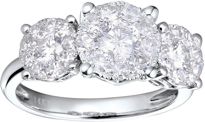 Hochzeit - MODERN BRIDE Brilliant Dream 3/4 CT. T.W. Diamond 3-Stone Style Engagement Ring