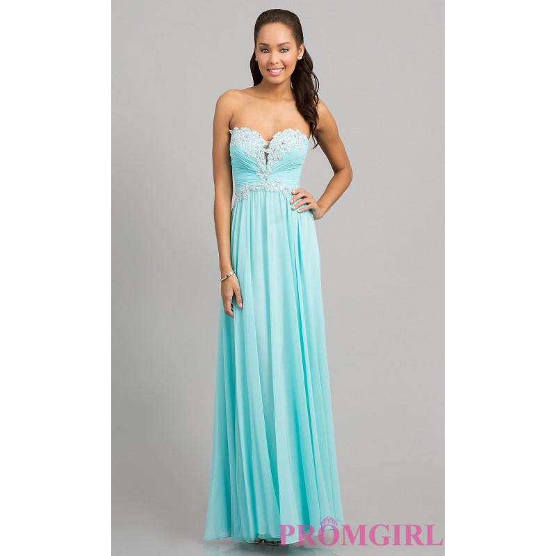 Hochzeit - Strapless Blue Prom Gown with Lace Up Back - Brand Prom Dresses