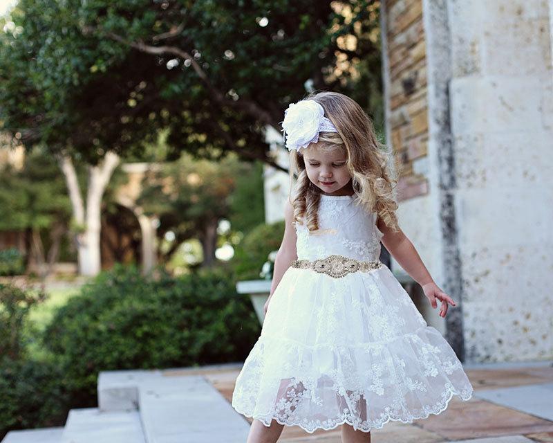 white lace flower girl dress