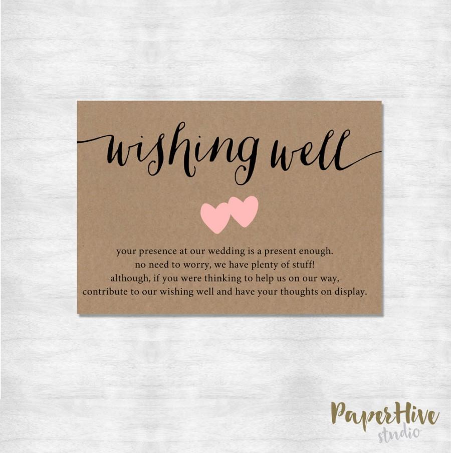Hochzeit - wishing well card / rustic wishing well card / printable digital file