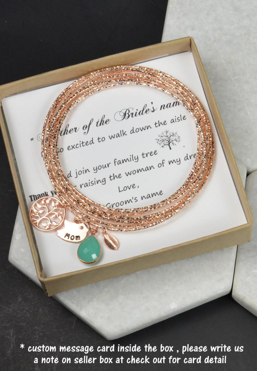 Wedding - Wedding Mother In Law Gift,Thank You For Raising The Man Of My Dreams,bridal jewelry,mint green bracelet,monogram gifts, Bride Mother,bangle