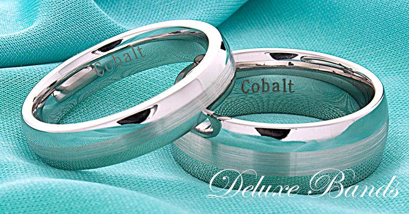 Hochzeit - Mens Womens Cobalt Wedding Band,Domed,Cobalt Couple Ring,Cobalt  Anniversary Band,His Hers,Handmade,Cobalt Wedding Ring,Set,5mm,8mm,Unisex