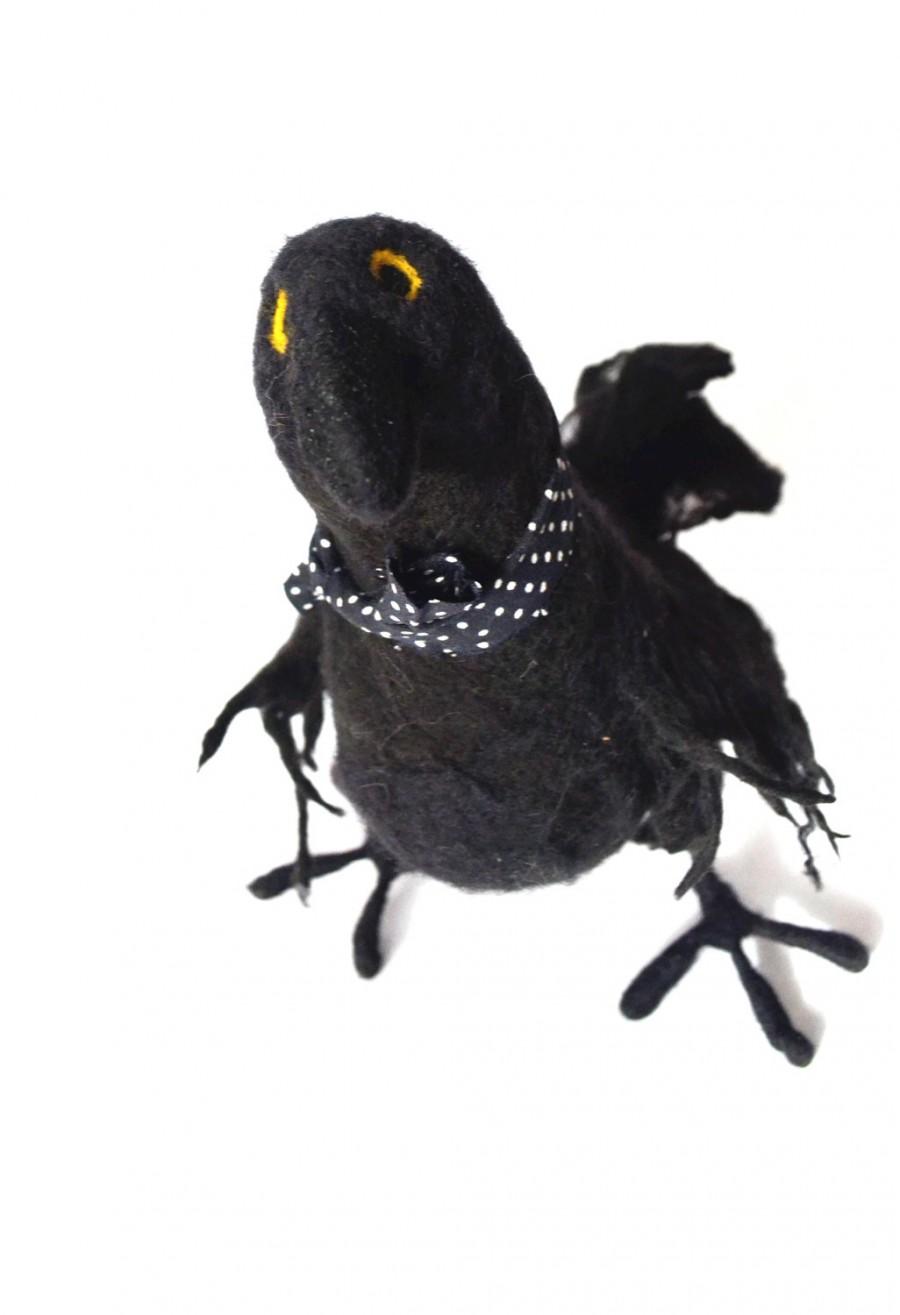 Wedding - Raven , Felted Bird