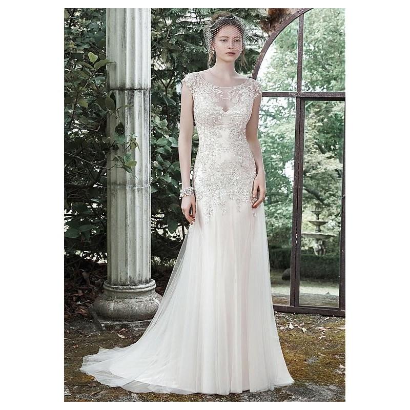 Hochzeit - Glamorous Tulle Scoop Neckline A-line Wedding Dress With Beaded Lace Appliques - overpinks.com