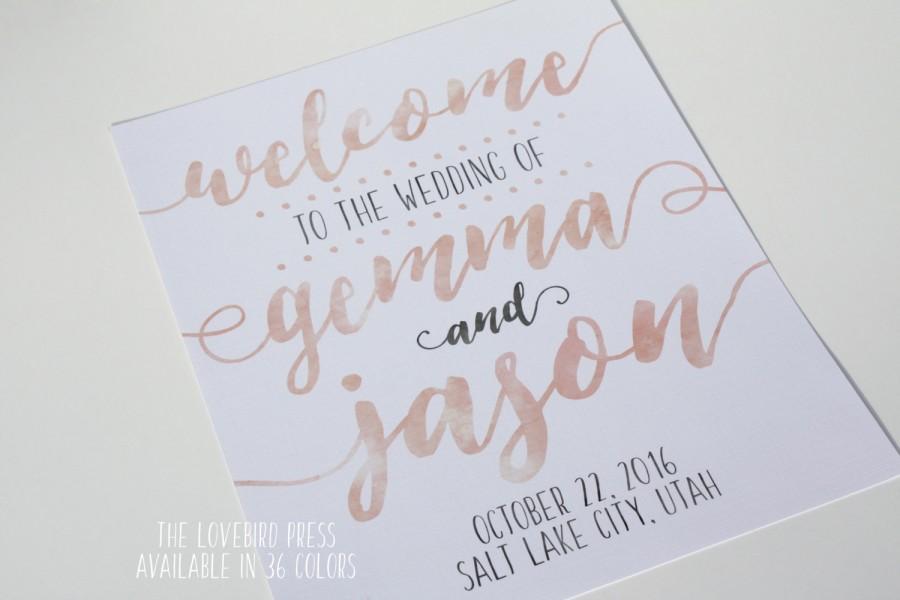 زفاف - Wedding Welcome Sign - Printable Watercolor Welcome Sign - Wedding Signage - Wedding Welcome Sign - PDF - DIY - AA6