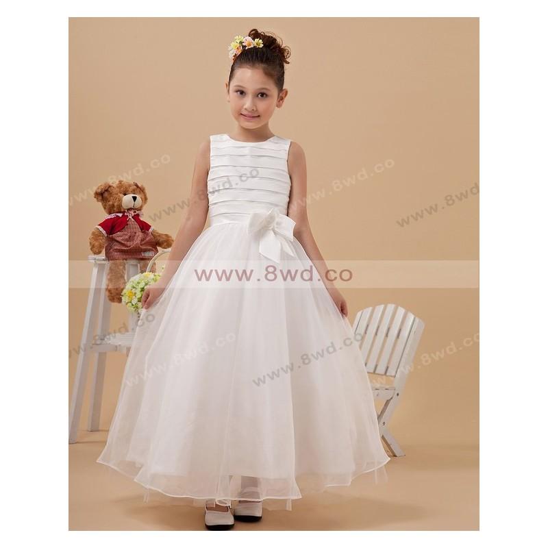 Wedding - 2017 A-line Scoop Sleeveless Floor-length Organza Flower Girl Dress  In Canada Flower Girl Dress Prices - dressosity.com