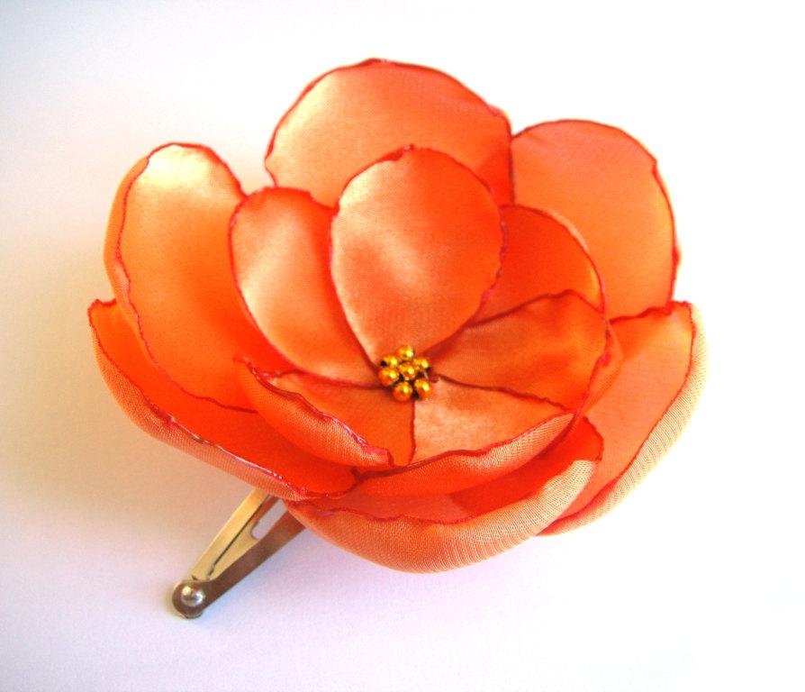 Mariage - orange rose love flower snap clip