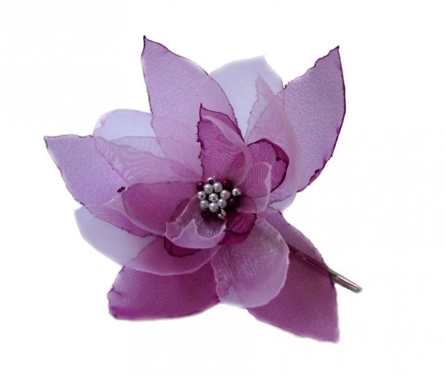 Mariage - romantic cherry ruby pink opal lilium chistmas flower bobby pin